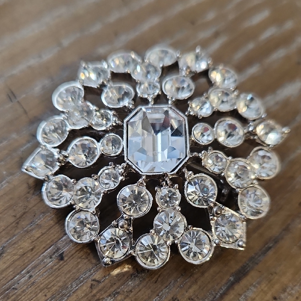 Liz Claiborne Silver and Crystal Brooch
